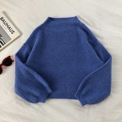 Γυναικείο πουλόβερ  σε τέσσερα χρώματα με ημι-υψηλό κολάρο και φαρδιά μανίκια