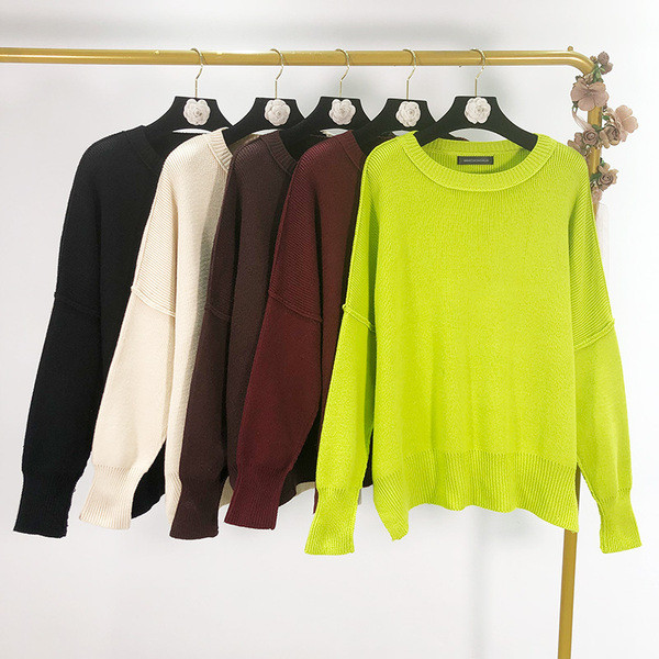 Casual Γυναικείο πουλόβερ πλεκτό σε πράσινο, μπορντό, καφέ, λευκό και μαύρο χρώμα