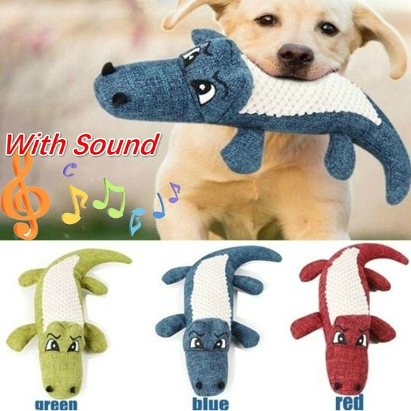 Музикална плюшена играчка за кучета във формата на крокодил в червен, зелен и син цвят