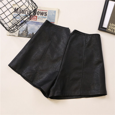Női műbőr rövidnadrág három színben, magas derékkal