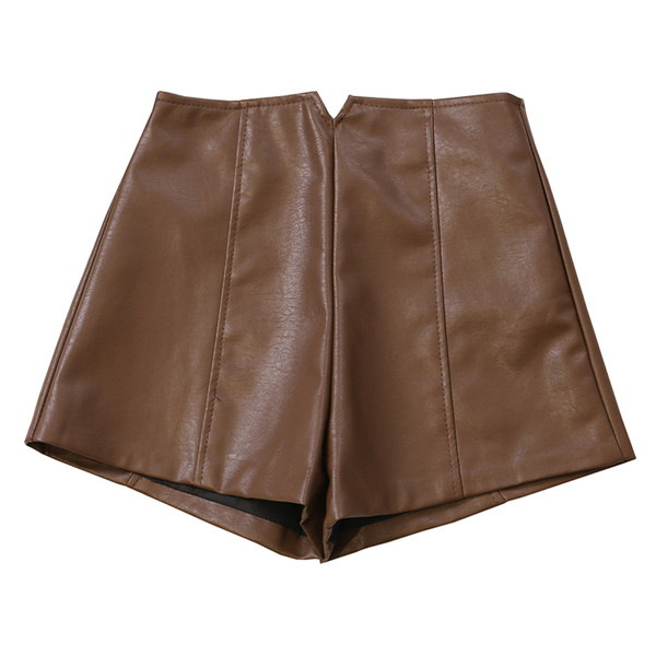 Női műbőr rövidnadrág három színben, magas derékkal