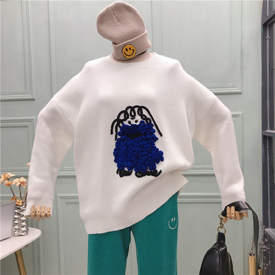 Új modell női pulóver kerek nyakkivágással és hosszú ujjú fehér, piros és fekete színekben