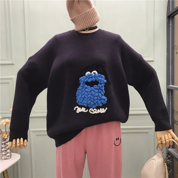 Új modell női pulóver kerek nyakkivágással és hosszú ujjú fehér, piros és fekete színekben