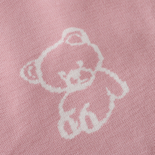 Γυναικείο πουλόβερ με στρογγυλό ντεκολτέ και χωματιστό μοτίβο σε ροζ, μπλε, πορτοκαλί, γκρι και μπορντό χρώμα