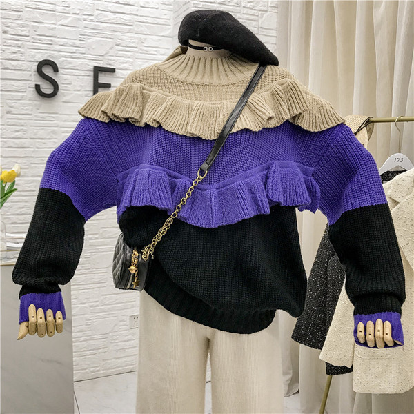 Νέο μοντέλο γυναικείο πουλόβερ με κολάρο σε τρία χρώματα