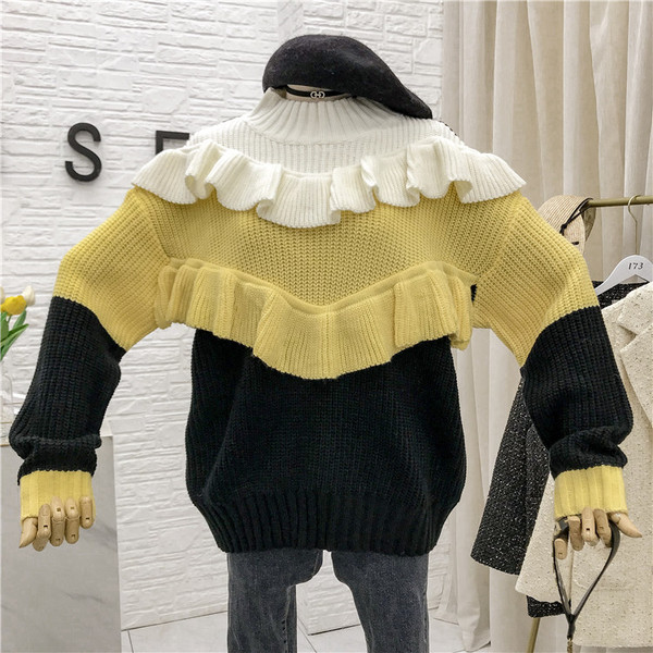 Νέο μοντέλο γυναικείο πουλόβερ με κολάρο σε τρία χρώματα