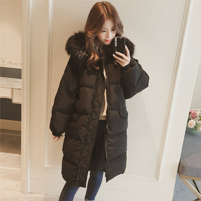 Χειμερινό μακρύ μοντέλο γυναικείο μπουφάν  με κουκούλα σε μπεζ και μαύρο χρώμα