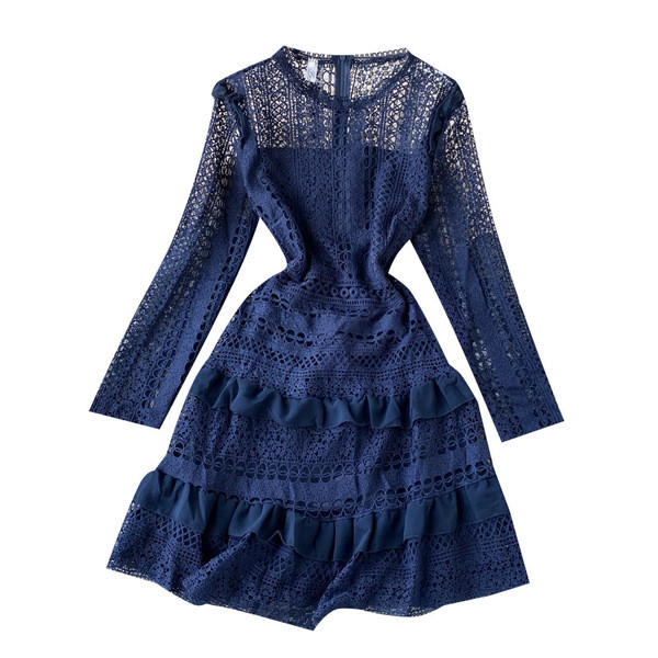 Modern női ruha ovális nyakkivágással, hátul cipzárral hat színben