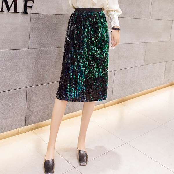 Γυναικεία φούστα με ψηλή μέση και πούλιες σε δύο χρώματα