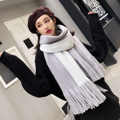 Μακρύ γυναικείο κασκόλ  με κρόσσια σε ροζ, καφέ, πράσινο, γκρι και μπορντό χρώμα