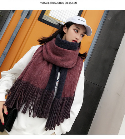 Μακρύ γυναικείο κασκόλ  με κρόσσια σε ροζ, καφέ, πράσινο, γκρι και μπορντό χρώμα