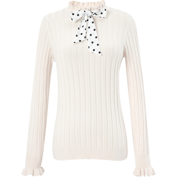 Μοντέρνο γυναικείο πουλόβερ  με κορδέλα και μακρύ μανίκι σε τέσσερα χρώματα