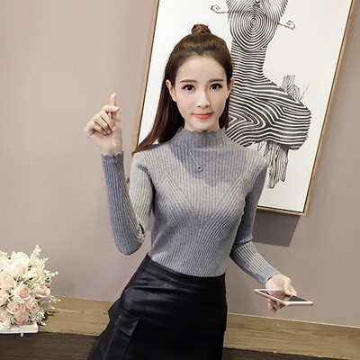 Μοντέρνο  γυναικείο πλεκτό Slim πουλόβερ σε μαύρο, ροζ, λευκό, καφέ, κόκκινο και γκρι χρώμα