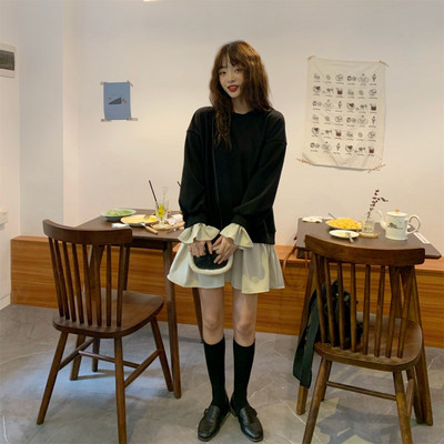 Γυναικείο καθημερινό πουλόβερ πουκάμισο σε μπεζ, μαύρο και ροζ χρώμα