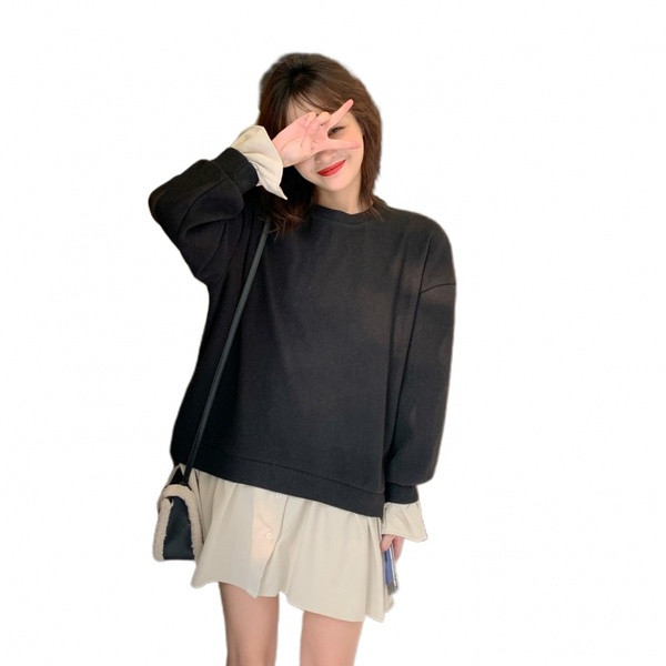 Γυναικείο καθημερινό πουλόβερ πουκάμισο σε μπεζ, μαύρο και ροζ χρώμα