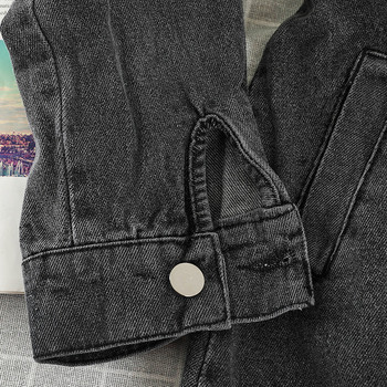 Μοντέρνο γυναικείο φόρεμα από denim  με κουμπιά σε μπλε και μαύρο χρώμα