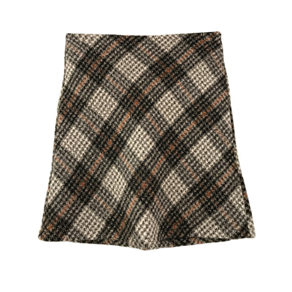 Fusta de dama in carouri model nou cu talie inalta - A-line in bej si negru