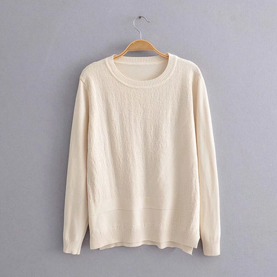 Γυναικείο πουλόβερ πλεκτό με οβάλ ντεκολτέ σε κίτρινο, μπεζ, μαύρο, κόκκινο, μπλε και πράσινο χρώμα