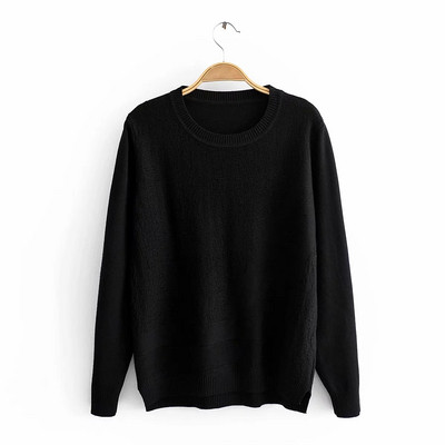 Γυναικείο πουλόβερ πλεκτό με οβάλ ντεκολτέ σε κίτρινο, μπεζ, μαύρο, κόκκινο, μπλε και πράσινο χρώμα