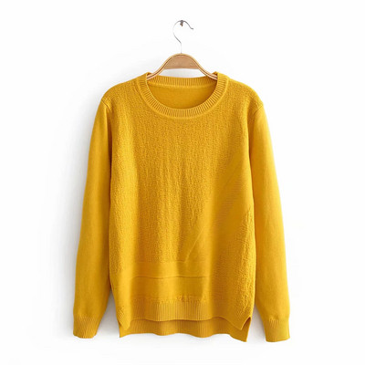 Γυναικείο πουλόβερ πλεκτό με οβάλ ντεκολτέ σε κίτρινο, μπεζ, μαύρο, κόκκινο, μπλε και πράσινο χρώμα