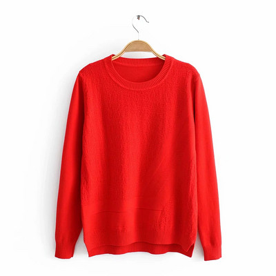 Γυναικείο πουλόβερ πλεκτό με οβάλ ντεκολτέ σε κίτρινο, μπεζ, μαύρο, κόκκινο, μπλε και πράσινο χρώμα