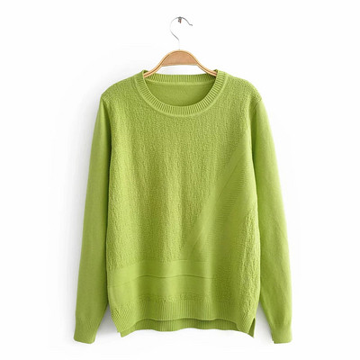 Γυναικείο πουλόβερ πλεκτό με οβάλ ντεκολτέ σε κίτρινο, μπεζ, μαύρο, κόκκινο, μπλε και πράσινο χρώμα