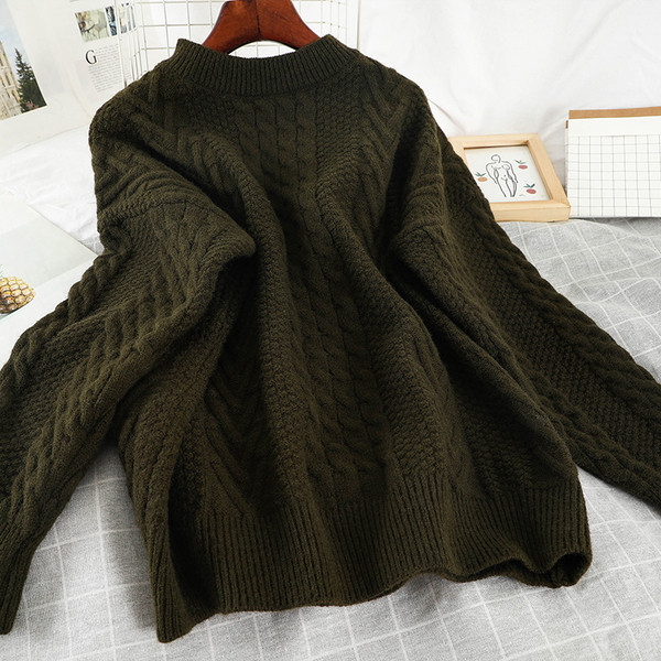 Pulover de dama modern cu decolteu oval si maneci lungi - model larg in mai multe culori