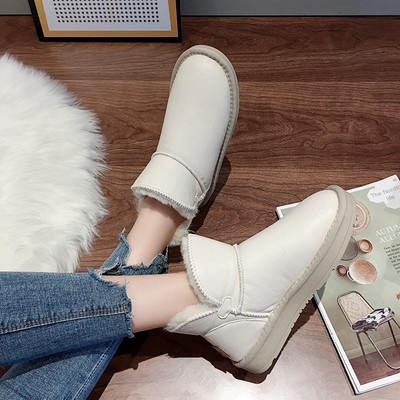 Casual γυναικείες χειμερινές μπότες με μαλακή επένδυση σε μαύρο και άσπρο χρώμα