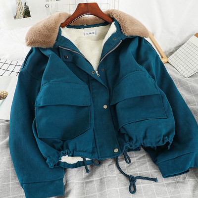 Geaca de dama scurta de zi cu zi cu puf si nasturi in cinci culori