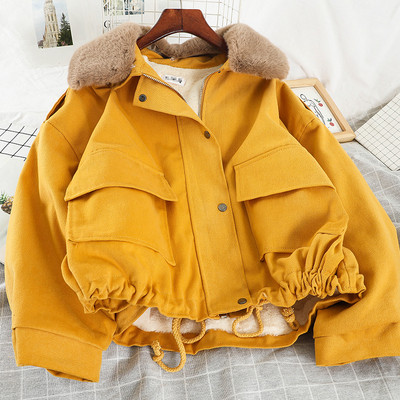 Geaca de dama scurta de zi cu zi cu puf si nasturi in cinci culori