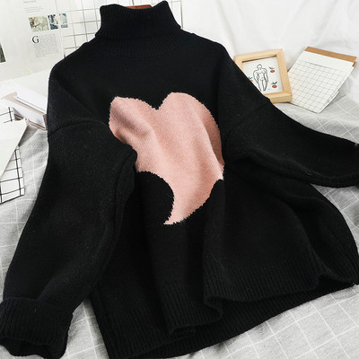 Καθημερινό γυναικείο πουλόβερ με εφαρμογή και υψηλό κολάρο σε τέσσερα χρώματα