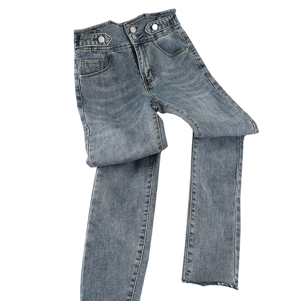 Blugi casual de dama cu talie inalta in stil retro