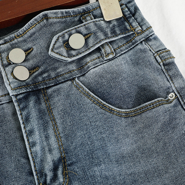 Blugi casual de dama cu talie inalta in stil retro