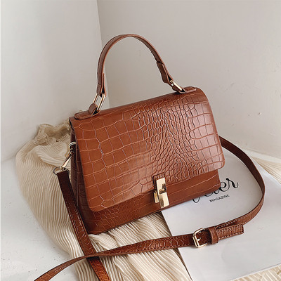 Κομψή, οικολογική δερμάτινη τσάντα με μακρύ και κοντό χερούλι