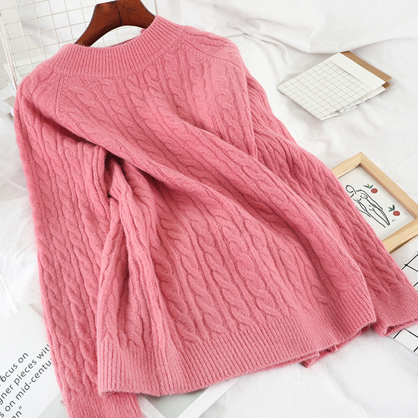 Casual Γυναικεία πουλόβερ σε τέσσερα χρώματα με μακρύ μανίκι και στρογγυλη λαιμόκοψη