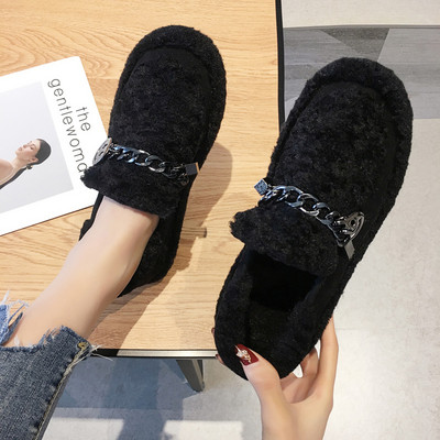 Pantofi casual dama cu talpa plate si element metalic in alb, negru si verde