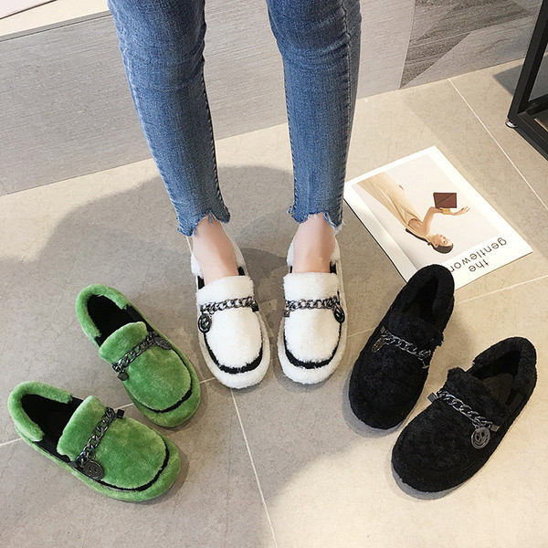 Pantofi casual dama cu talpa plate si element metalic in alb, negru si verde