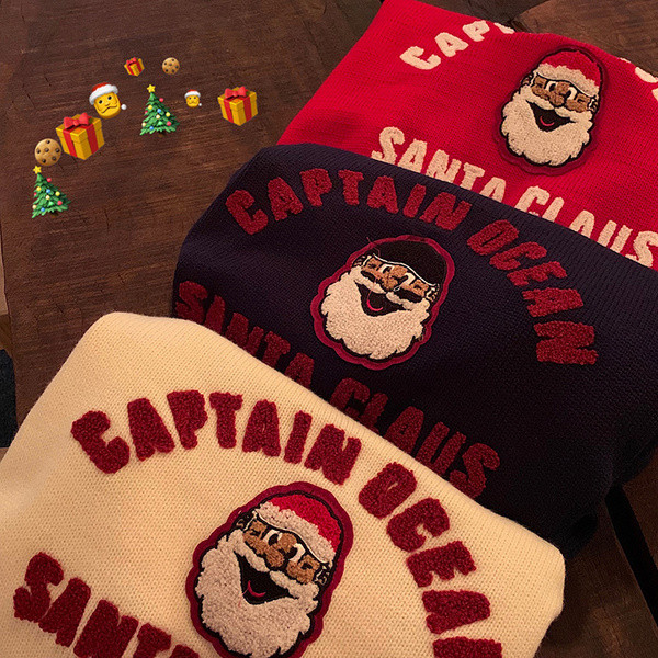 Γυναικείο πουλόβερ με  στρογγυλη λαιμόκοψη και μακρύ μανίκι  σε λευκό, κόκκινο και μπλε χρώμα