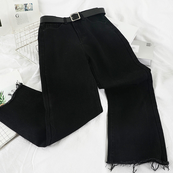 Alkalmi női farmer széles modell magas derékkal, kék és fekete színben