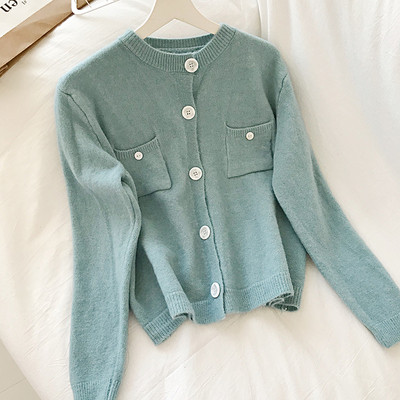 Női kardigán négy színben kerek nyakkivágással és zsebbel