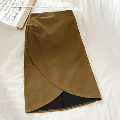 Fusta de dama moderna asimetrica in trei culori cu talie inalta