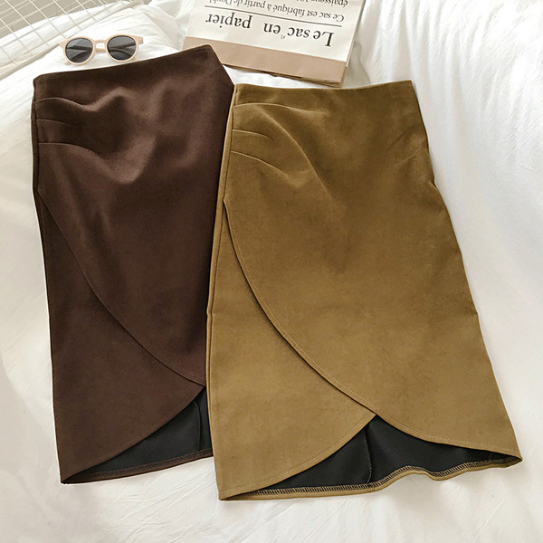 Fusta de dama moderna asimetrica in trei culori cu talie inalta