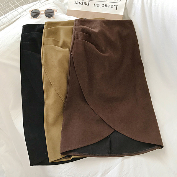 Fusta de dama moderna asimetrica in trei culori cu talie inalta