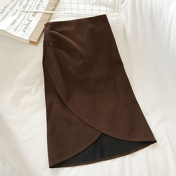 Fusta de dama moderna asimetrica in trei culori cu talie inalta