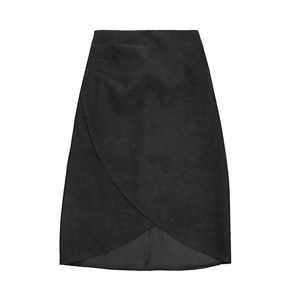 Fusta de dama moderna asimetrica in trei culori cu talie inalta