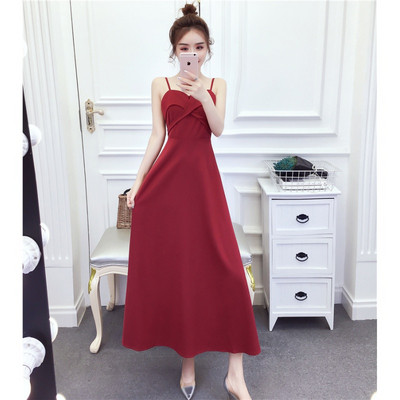 Kivágott modell női ruha vékony pántokkal piros, zöld és fekete színben