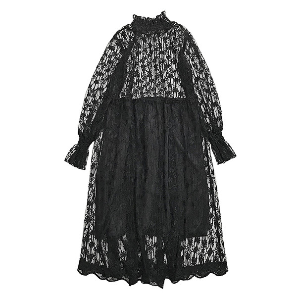 Női csipkeruha fehér és fekete színben, hosszú ujjal