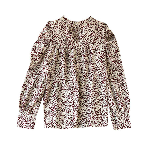 Cămașă modernă de șifon de damă cu mâneci lungi în stil retro