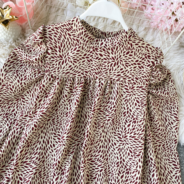 Cămașă modernă de șifon de damă cu mâneci lungi în stil retro