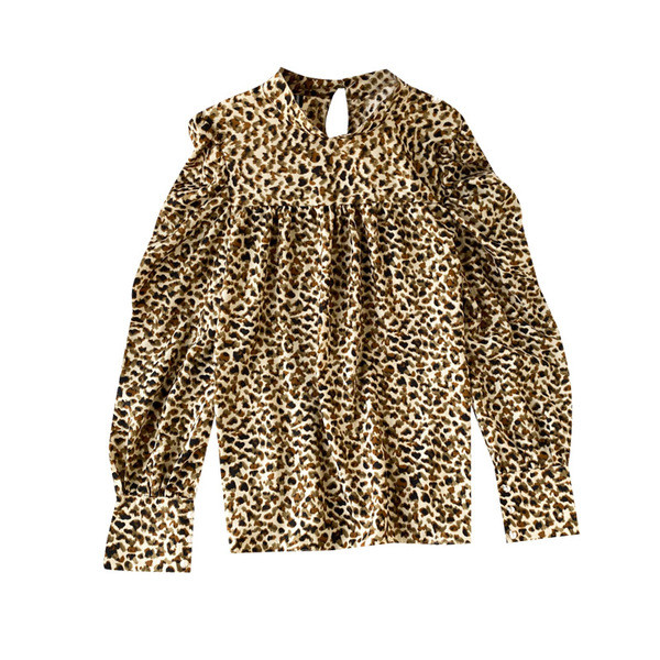 Cămașă modernă de șifon de damă cu model leopard și mâneci lungi în două culori